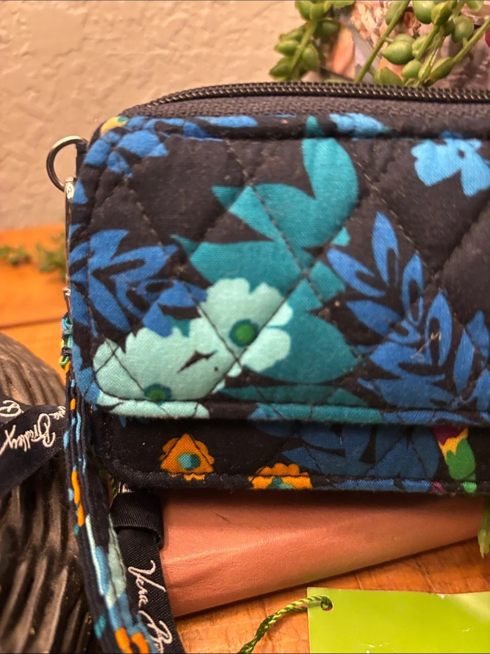 Vera Bradley Teal and Blue Floral Quilted Wristlet Wallet - Picture 3 of 7